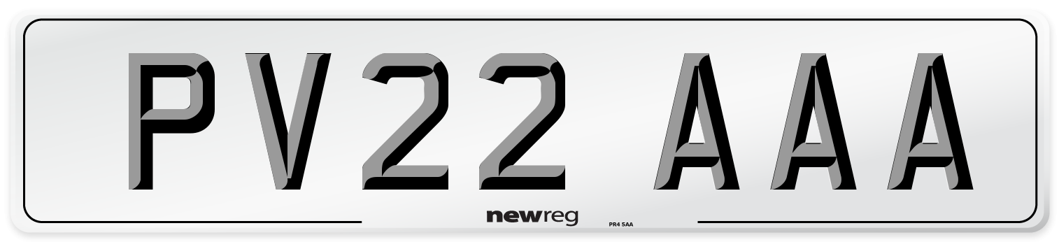 PV22 AAA Number Plate from New Reg